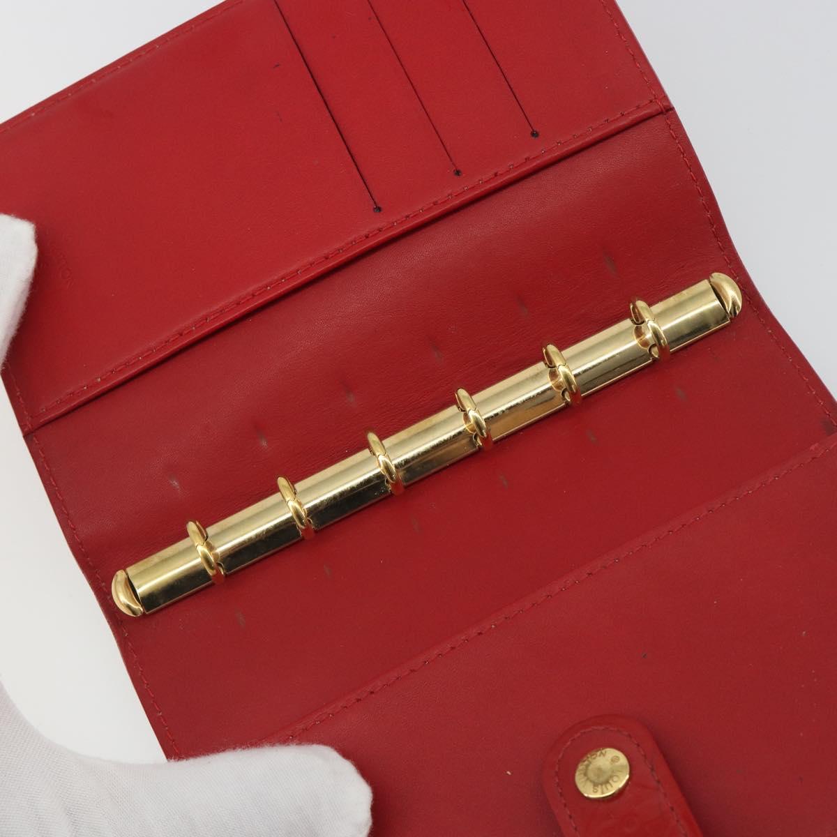LOUIS VUITTON Monogram Vernis Agenda PM Planner Cover Red R21016 LV Auth bs36647