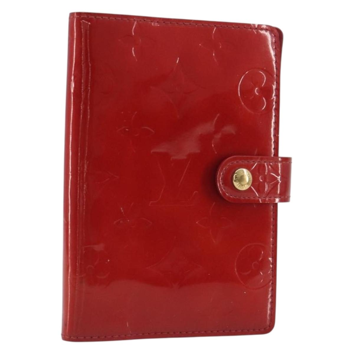 LOUIS VUITTON Monogram Vernis Agenda PM Planner Cover Red R21016 LV Auth bs36647
