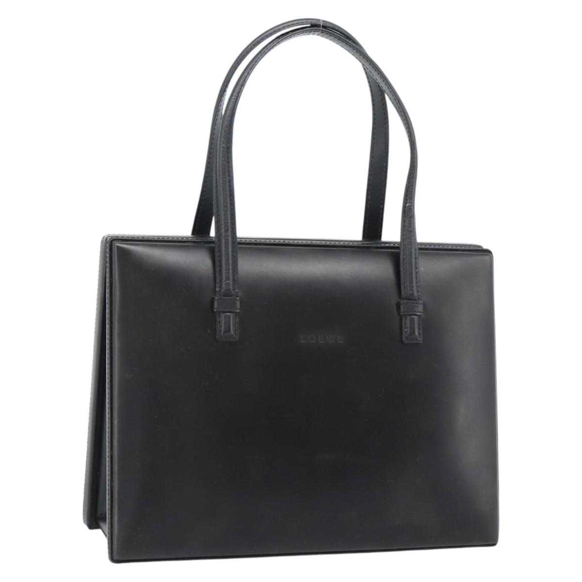LOEWE Hand Bag Leather Black Auth bs36651