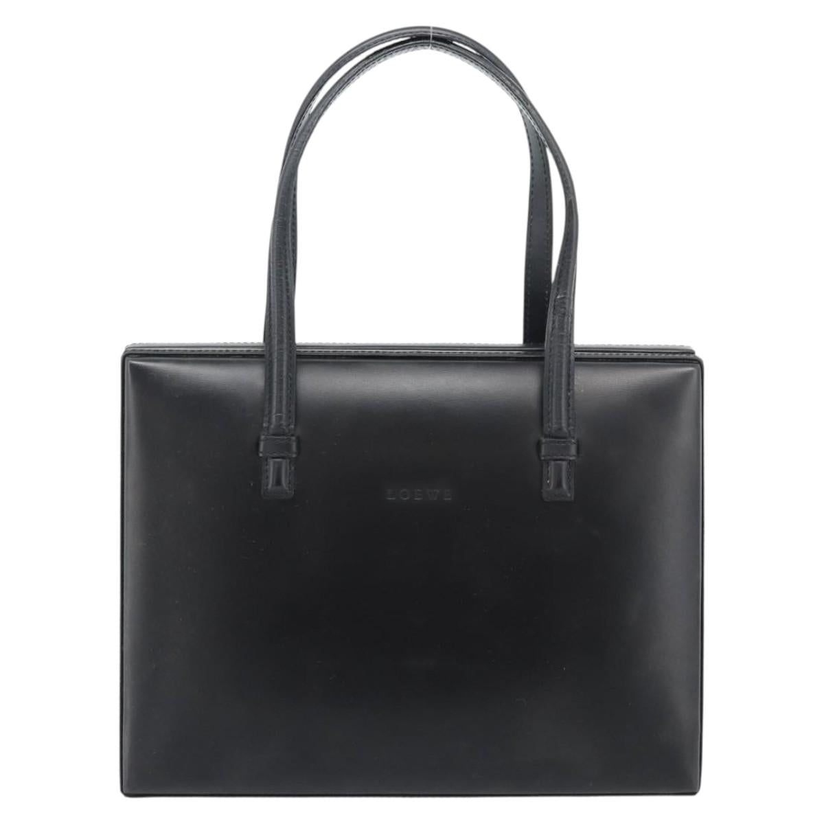 LOEWE Hand Bag Leather Black Auth bs36651
