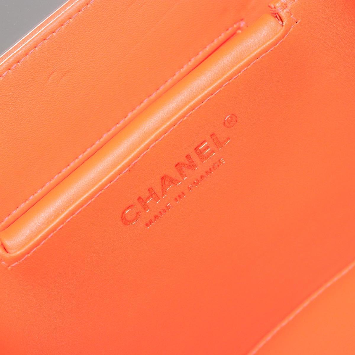 CHANEL Matelasse Vanity Hand Bag Patent leather Orange Gold CC Auth bs36656SAM