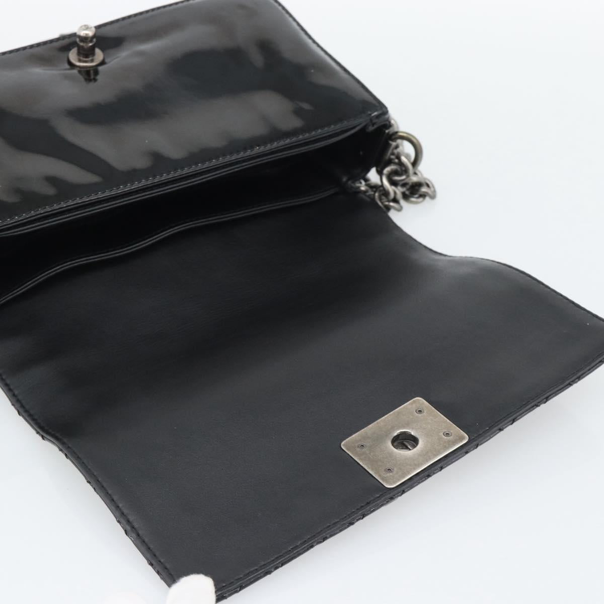 CHANEL Matelasse Boy Chanel Chain Bag Patent leather Black CC Auth bs36658A
