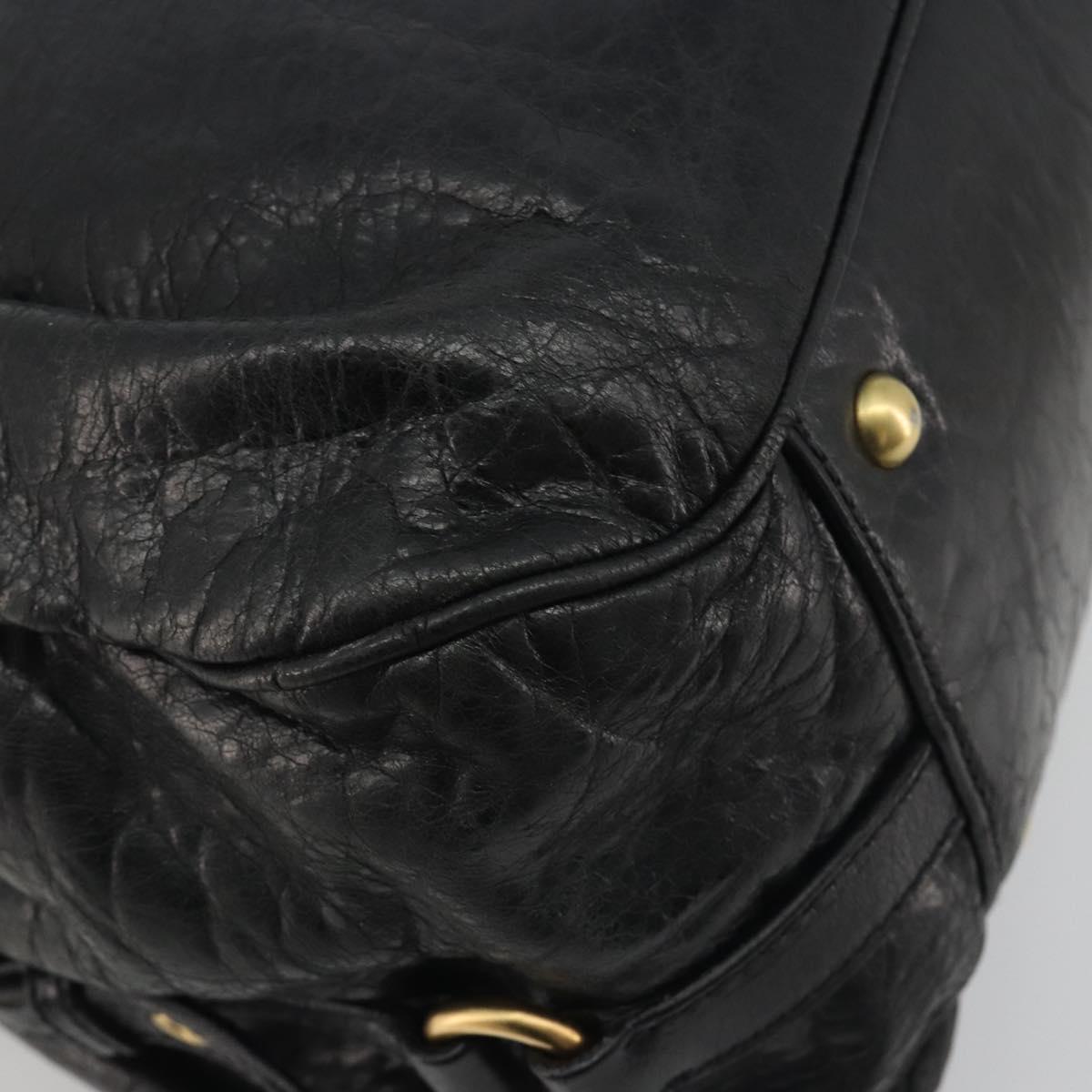 Miu Miu Hand Bag Leather Black Gold Auth bs36659V