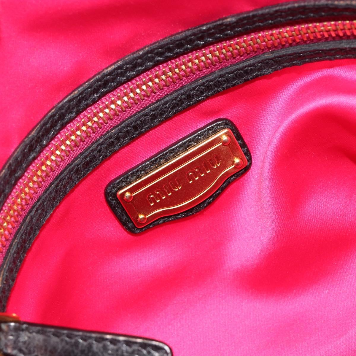 Miu Miu Hand Bag Leather Black Gold Auth bs36659V