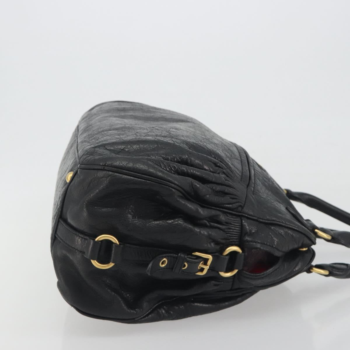 Miu Miu Hand Bag Leather Black Gold Auth bs36659V
