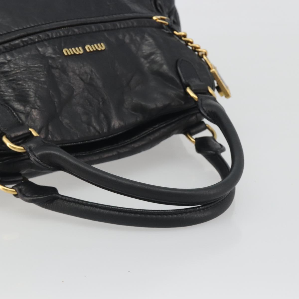 Miu Miu Hand Bag Leather Black Gold Auth bs36659V