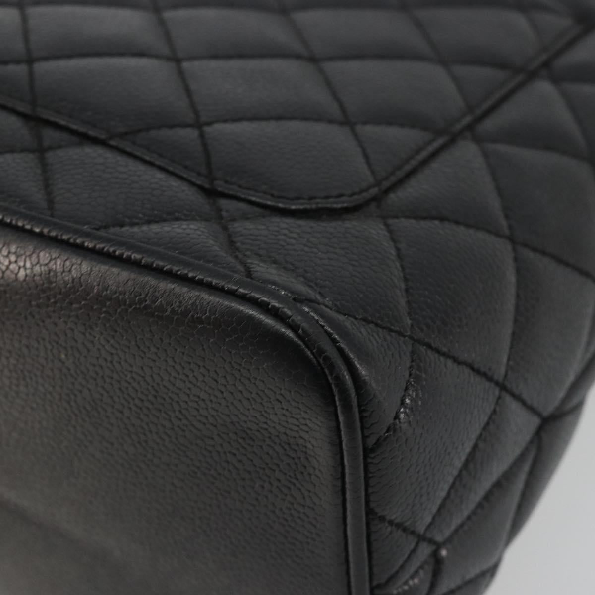 CHANEL Matelasse COCO Mark Bag Caviar Skin Standard Black Gold CC Auth bs36660