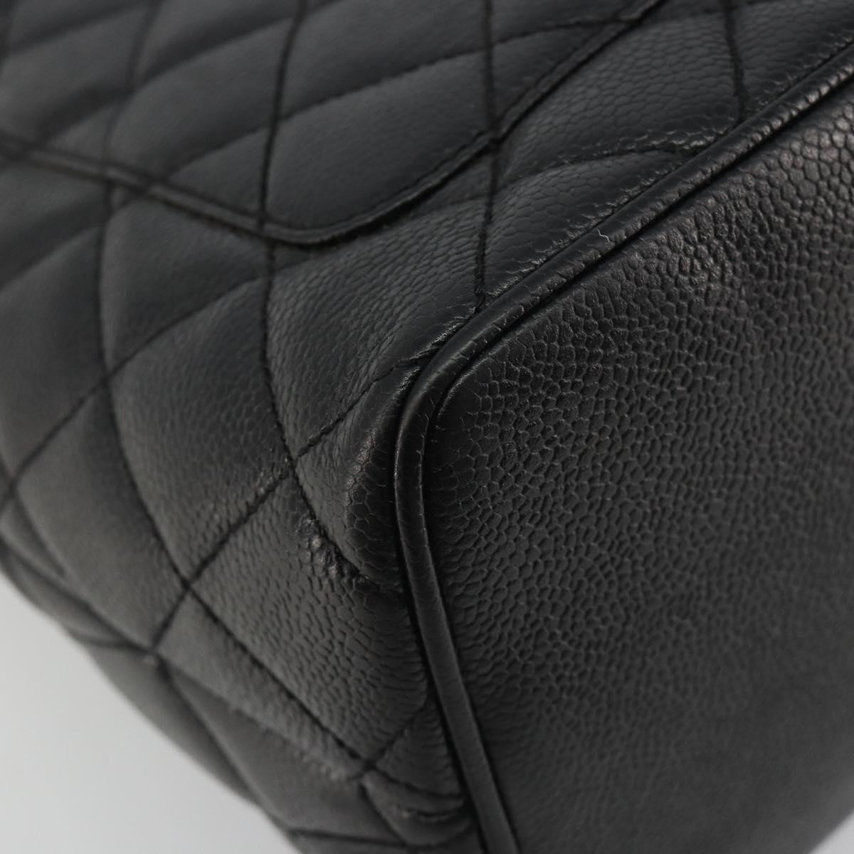 CHANEL Matelasse COCO Mark Bag Caviar Skin Standard Black Gold CC Auth bs36660