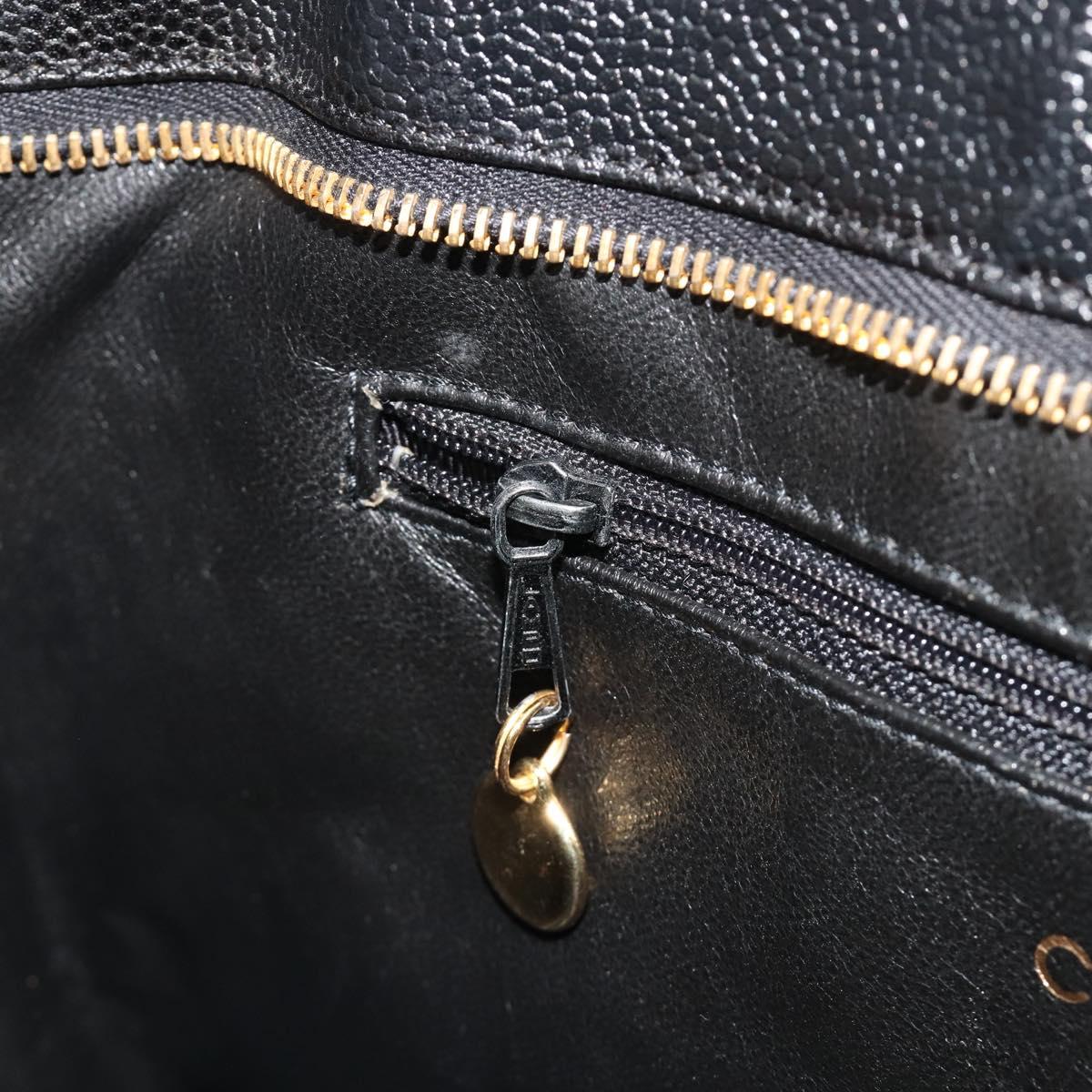CHANEL Matelasse COCO Mark Bag Caviar Skin Standard Black Gold CC Auth bs36660