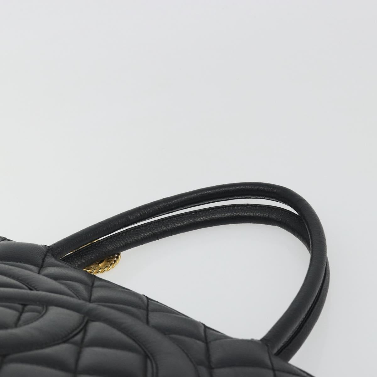 CHANEL Matelasse COCO Mark Bag Caviar Skin Standard Black Gold CC Auth bs36660