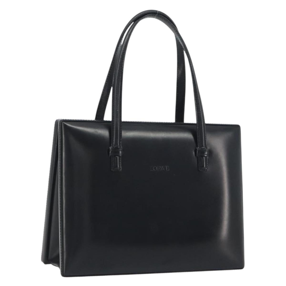LOEWE Hand Bag Leather Black Auth bs36661
