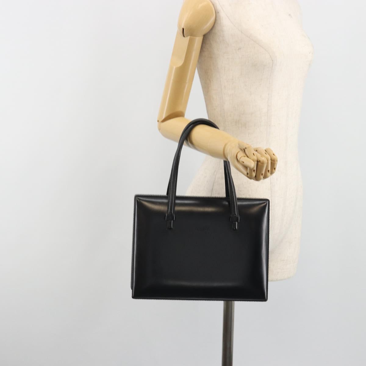 LOEWE Hand Bag Leather Black Auth bs36661