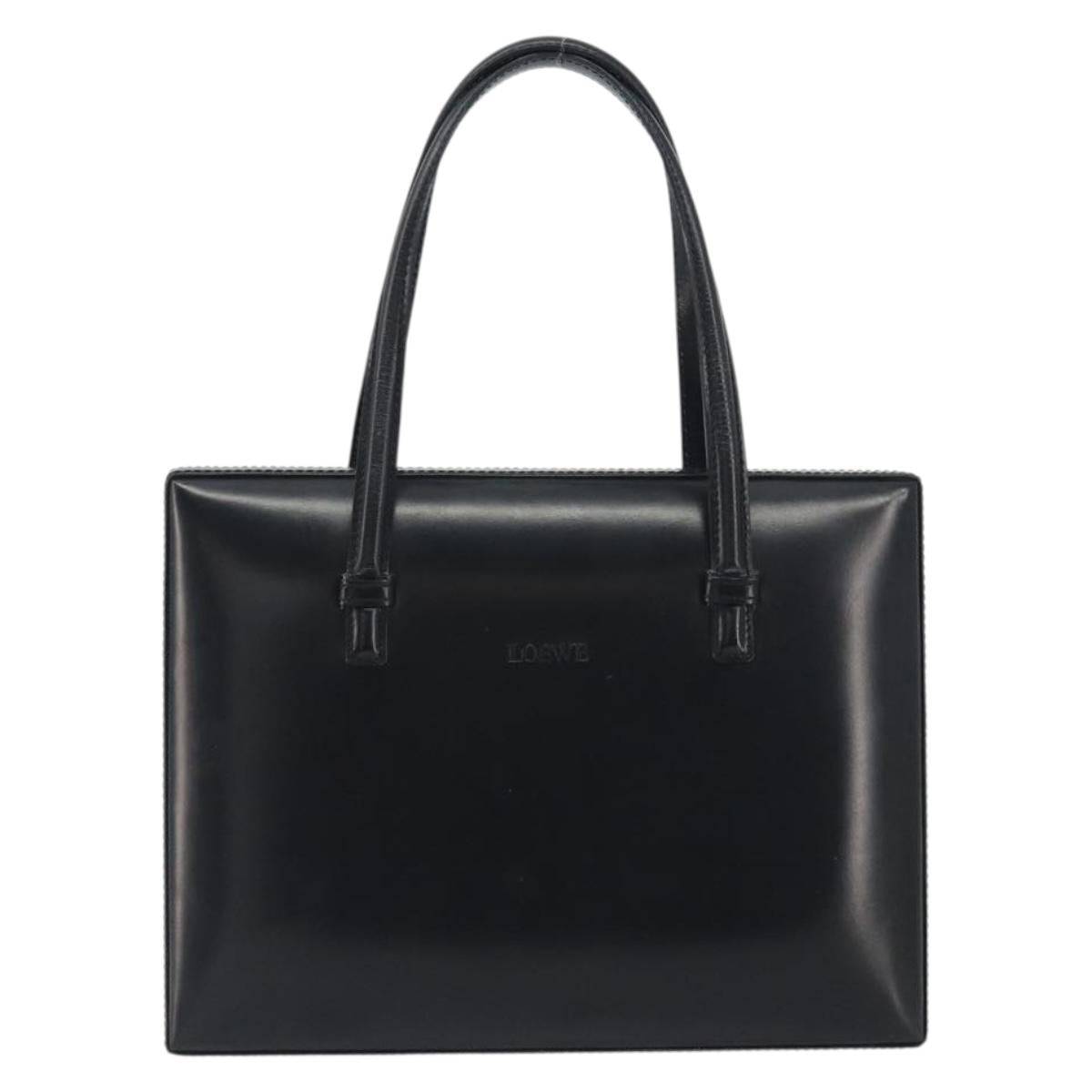LOEWE Hand Bag Leather Black Auth bs36661