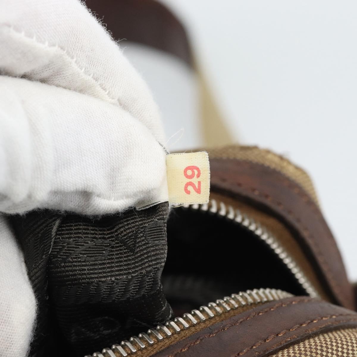PRADA Shoulder Bag Canvas Beige Silver Auth bs36669