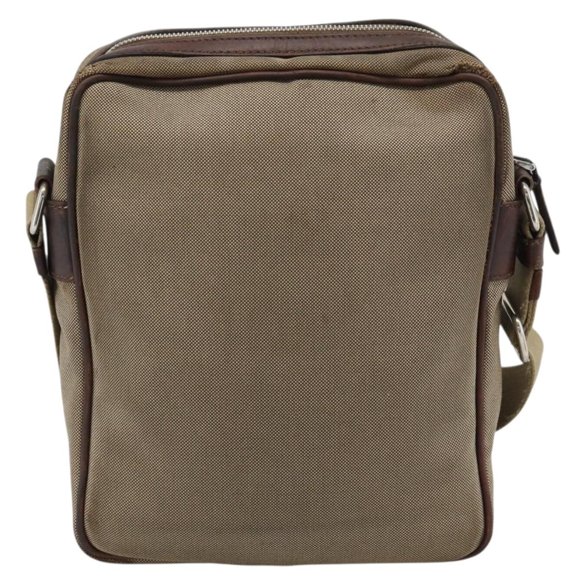 PRADA Shoulder Bag Canvas Beige Silver Auth bs36669