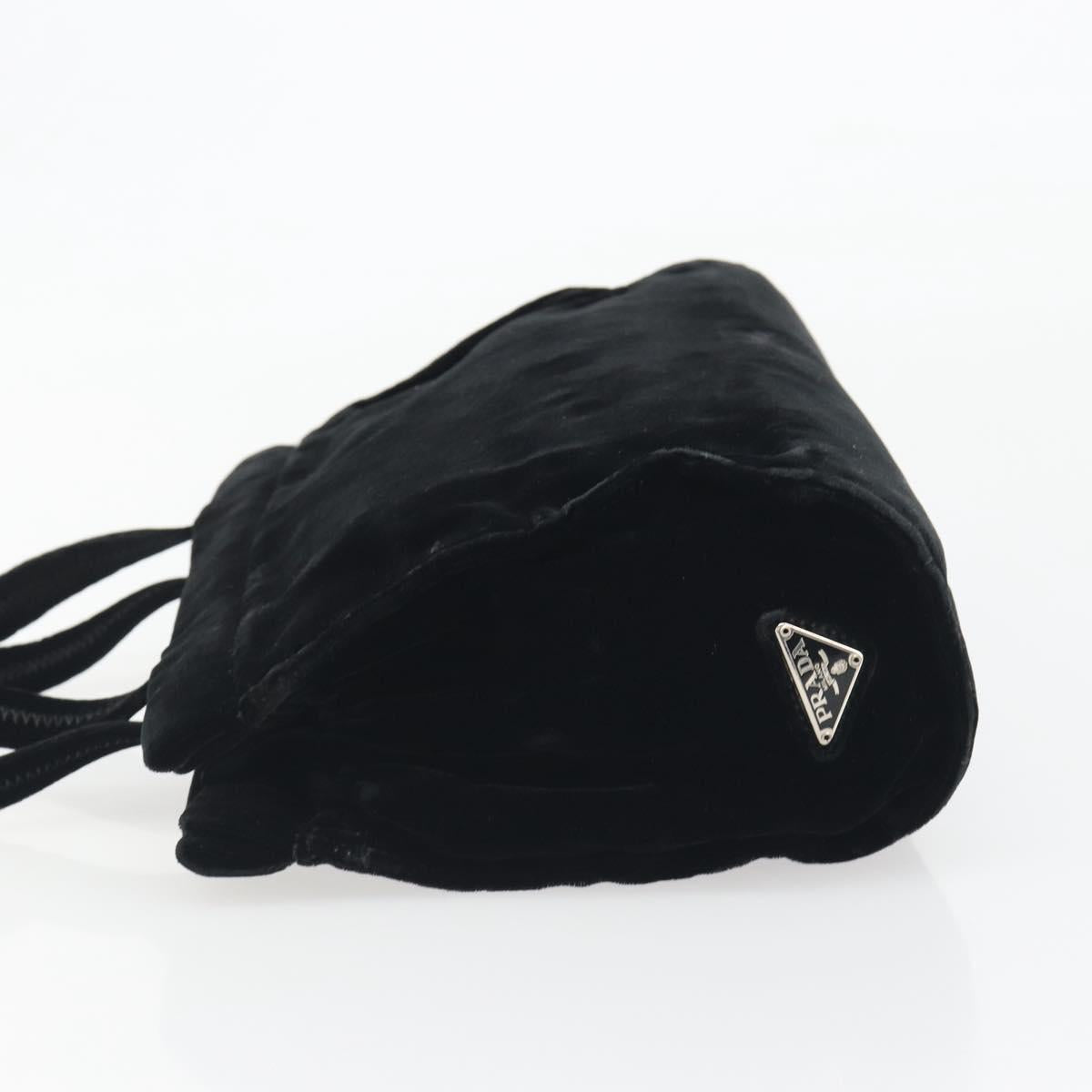 PRADA Hand Bag Velor Black Auth bs36670
