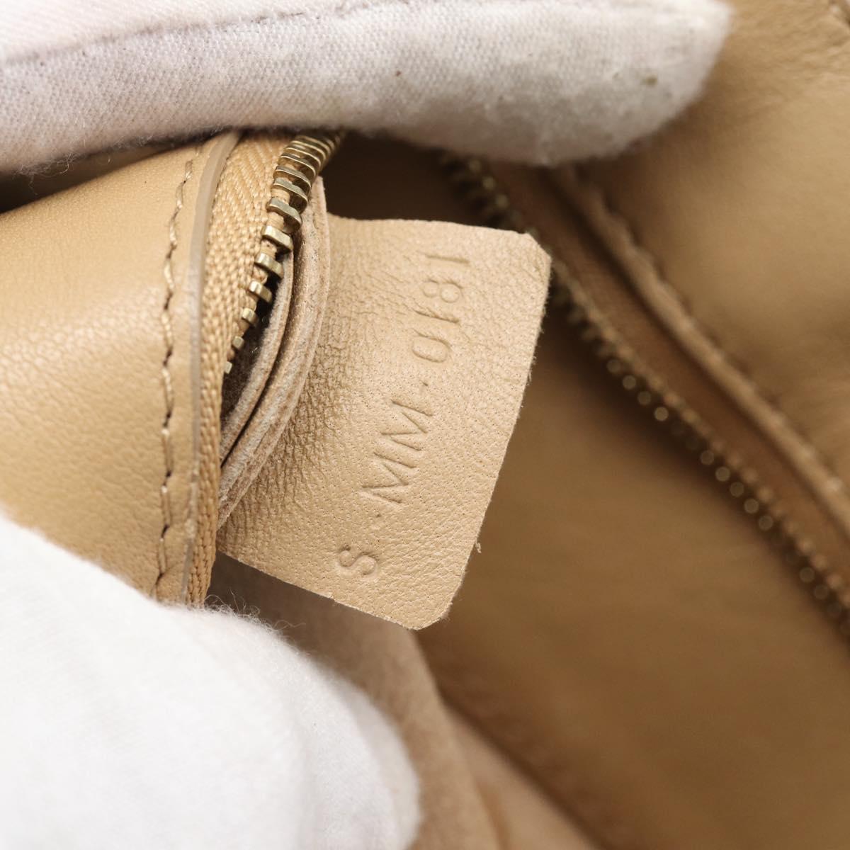 CELINE Vertical Cabas Hand Bag Leather Beige Gold Auth bs36671