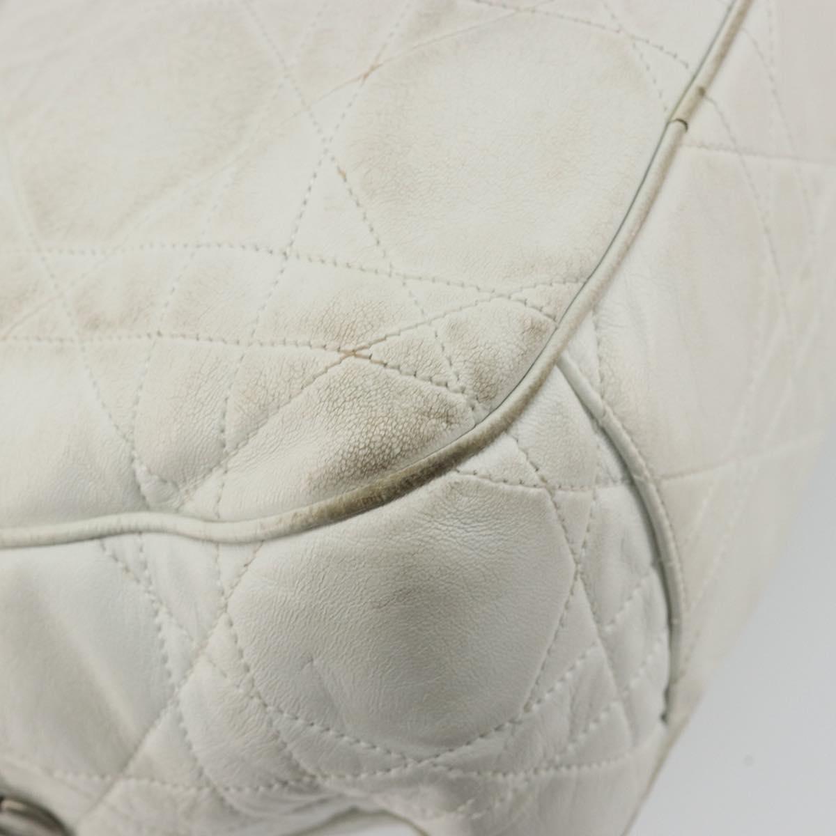 Christian Dior Canage Tote Bag Leather White Silver Auth bs36672A
