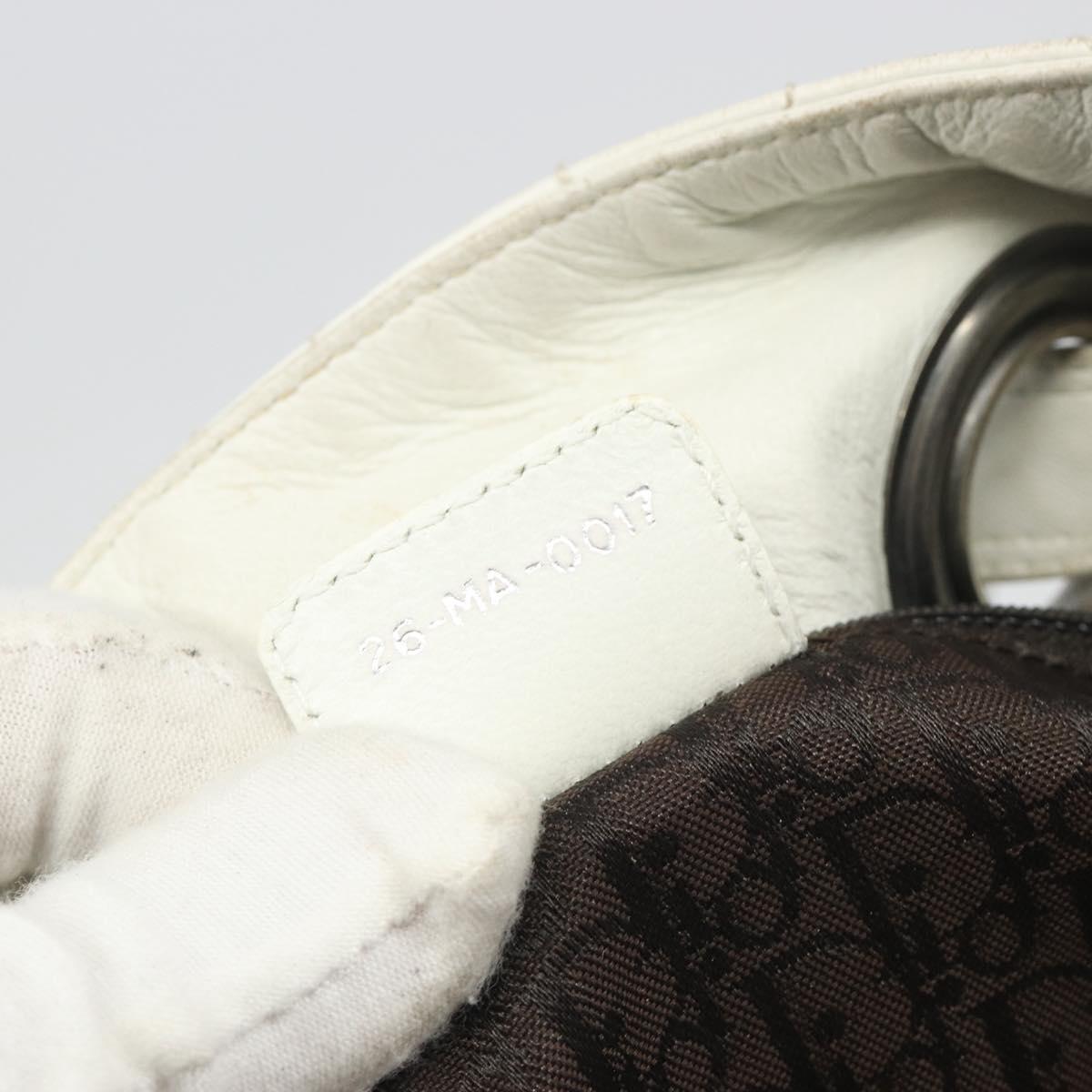 Christian Dior Canage Tote Bag Leather White Silver Auth bs36672A