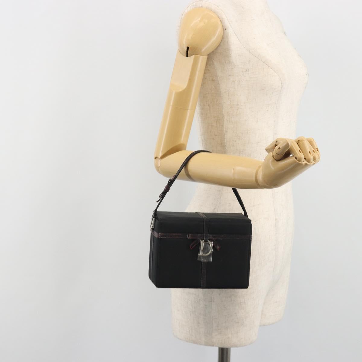 Christian Dior Hand Bag Nylon Black Silver Auth bs36673