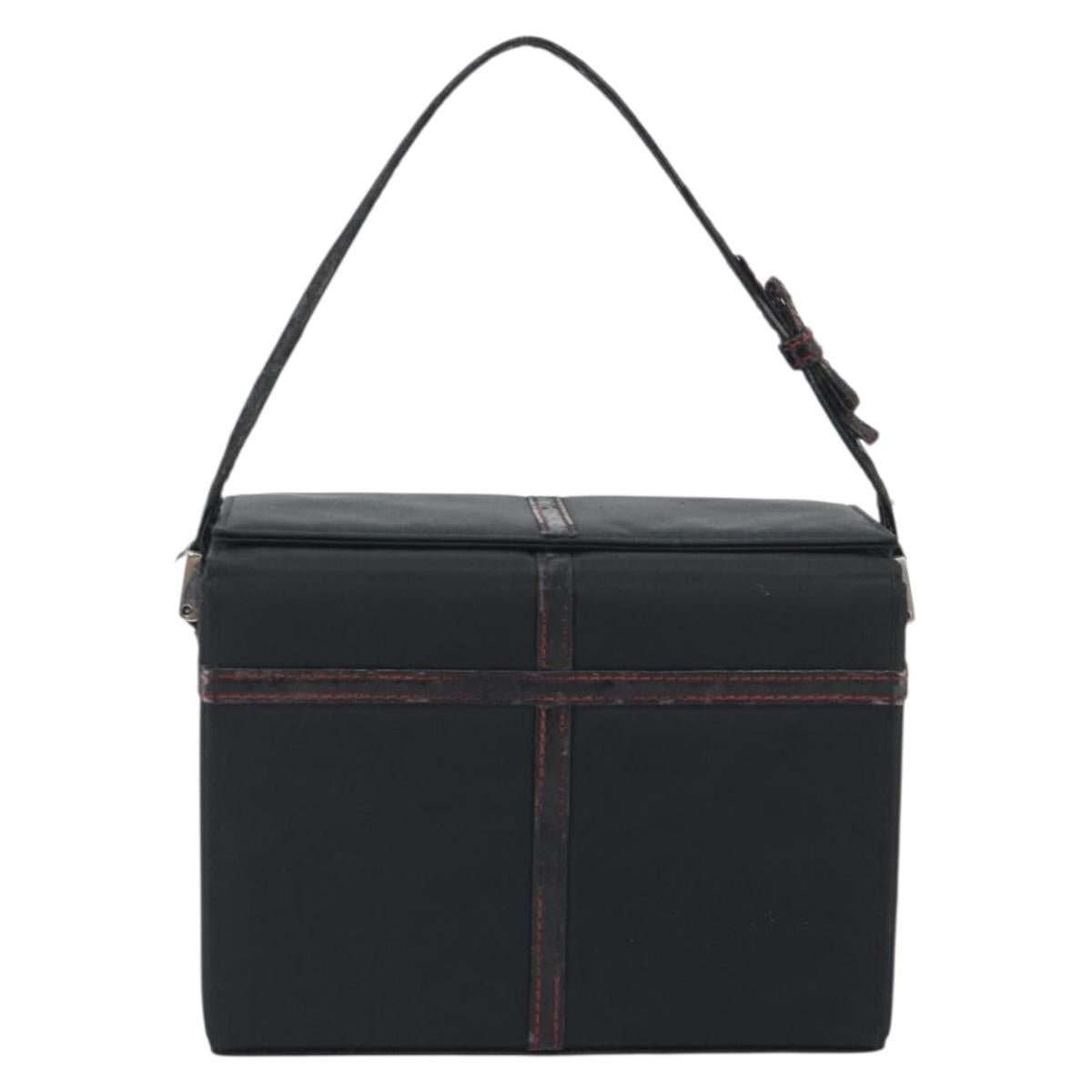 Christian Dior Hand Bag Nylon Black Silver Auth bs36673