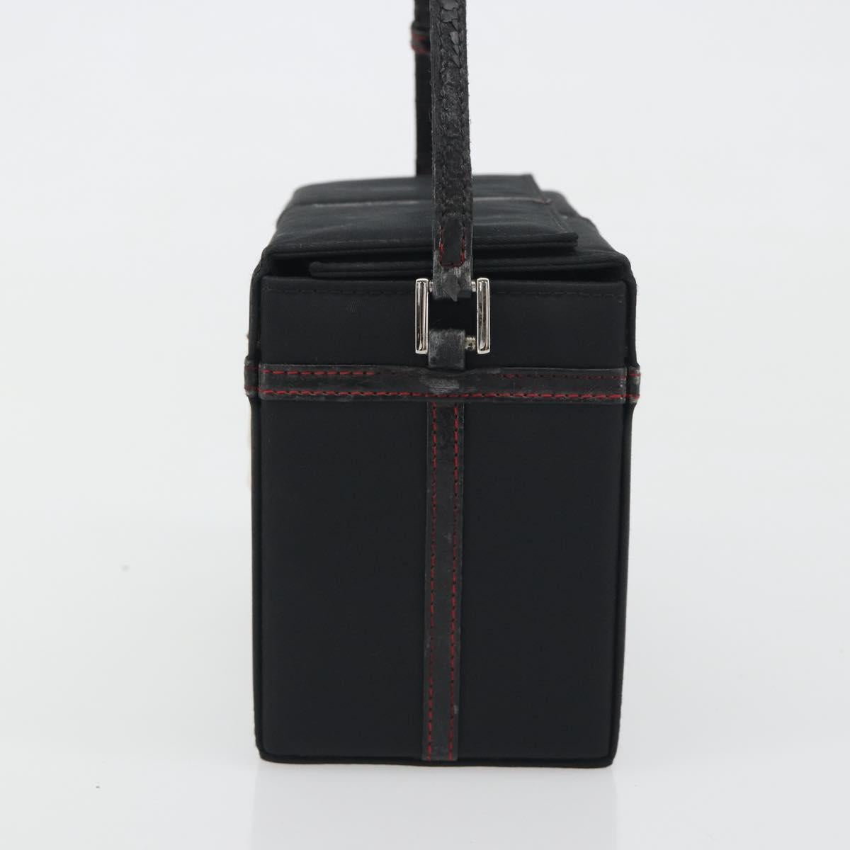 Christian Dior Hand Bag Nylon Black Silver Auth bs36673