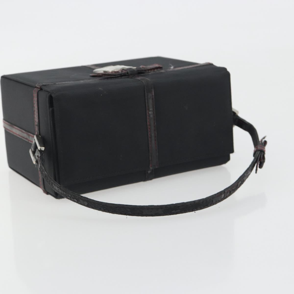 Christian Dior Hand Bag Nylon Black Silver Auth bs36673