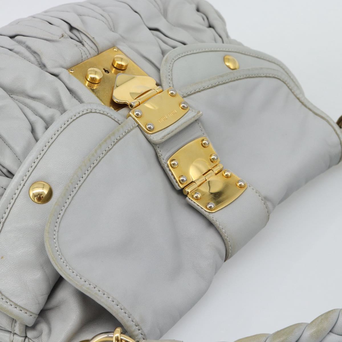 Miu Miu Matelasse Hand Bag Leather 2way Light Blue Gold Auth bs36677A