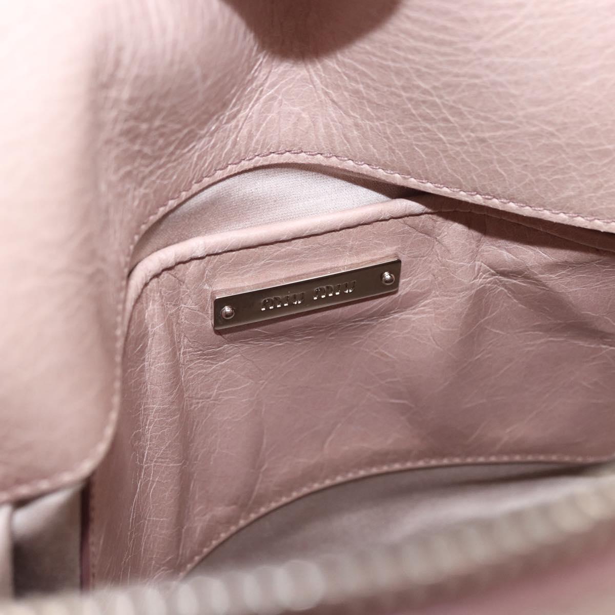 Miu Miu Side Ribbon Hand Bag Leather 2way Pink Silver Auth bs36679V