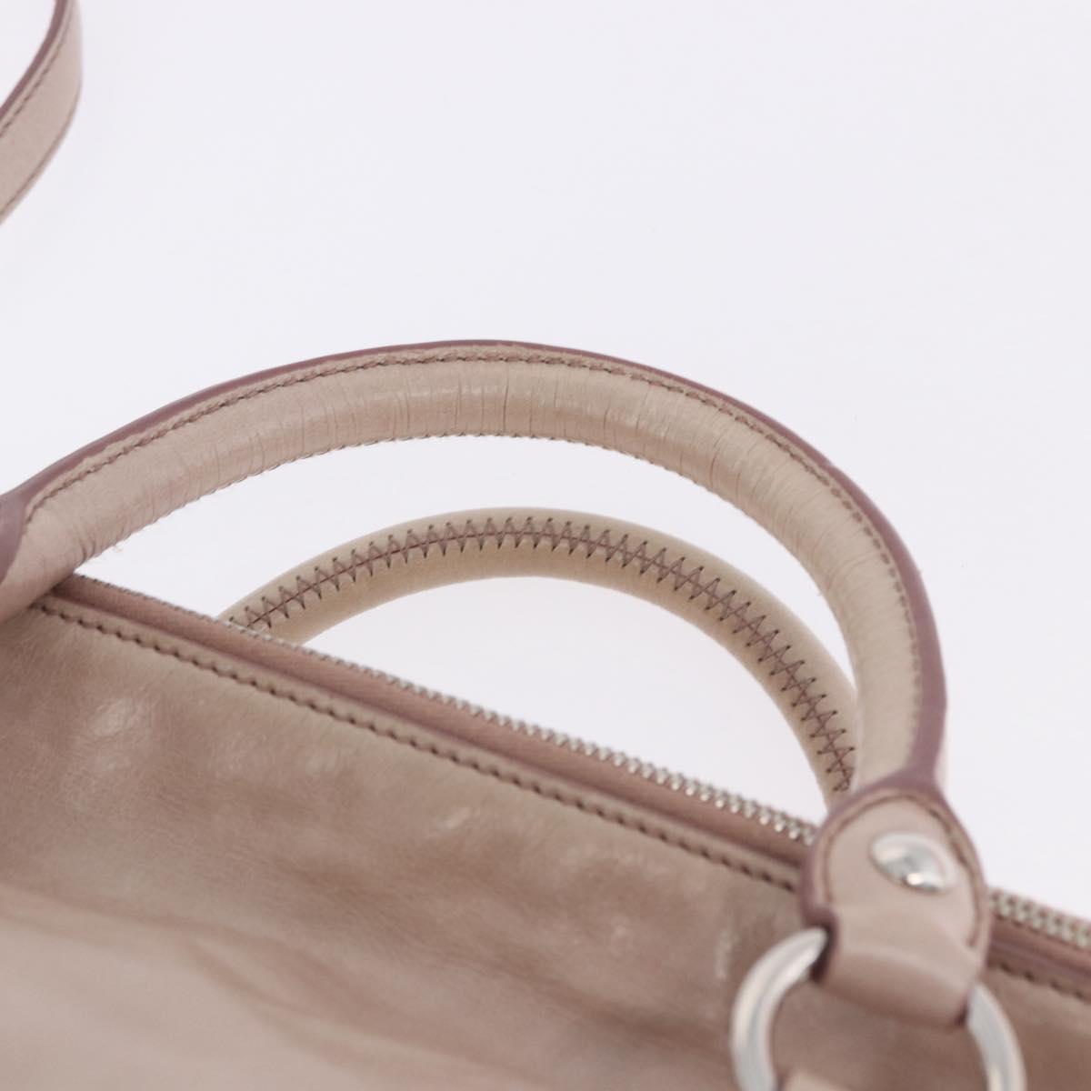 Miu Miu Side Ribbon Hand Bag Leather 2way Pink Silver Auth bs36679V