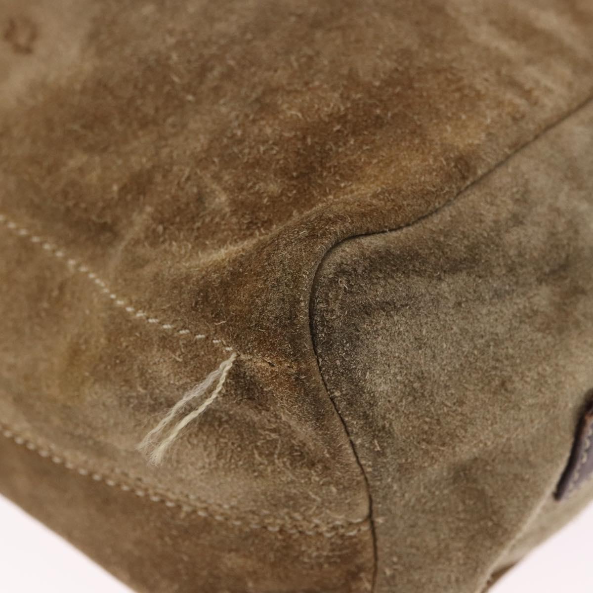 LOEWE Shoulder Bag Suede Beige Gold Auth bs36680