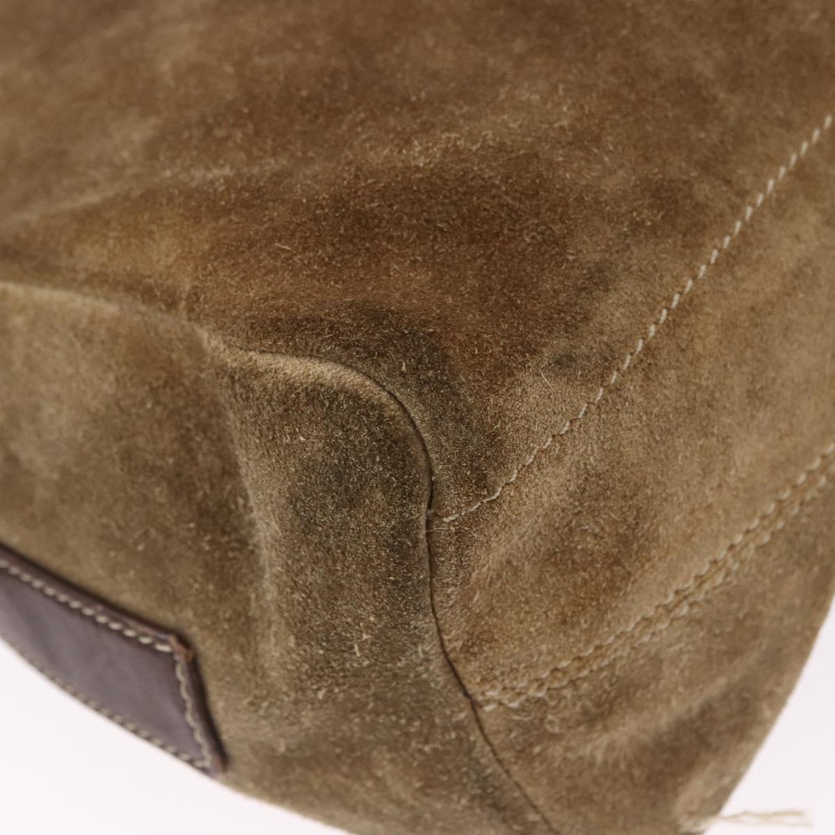 LOEWE Shoulder Bag Suede Beige Gold Auth bs36680