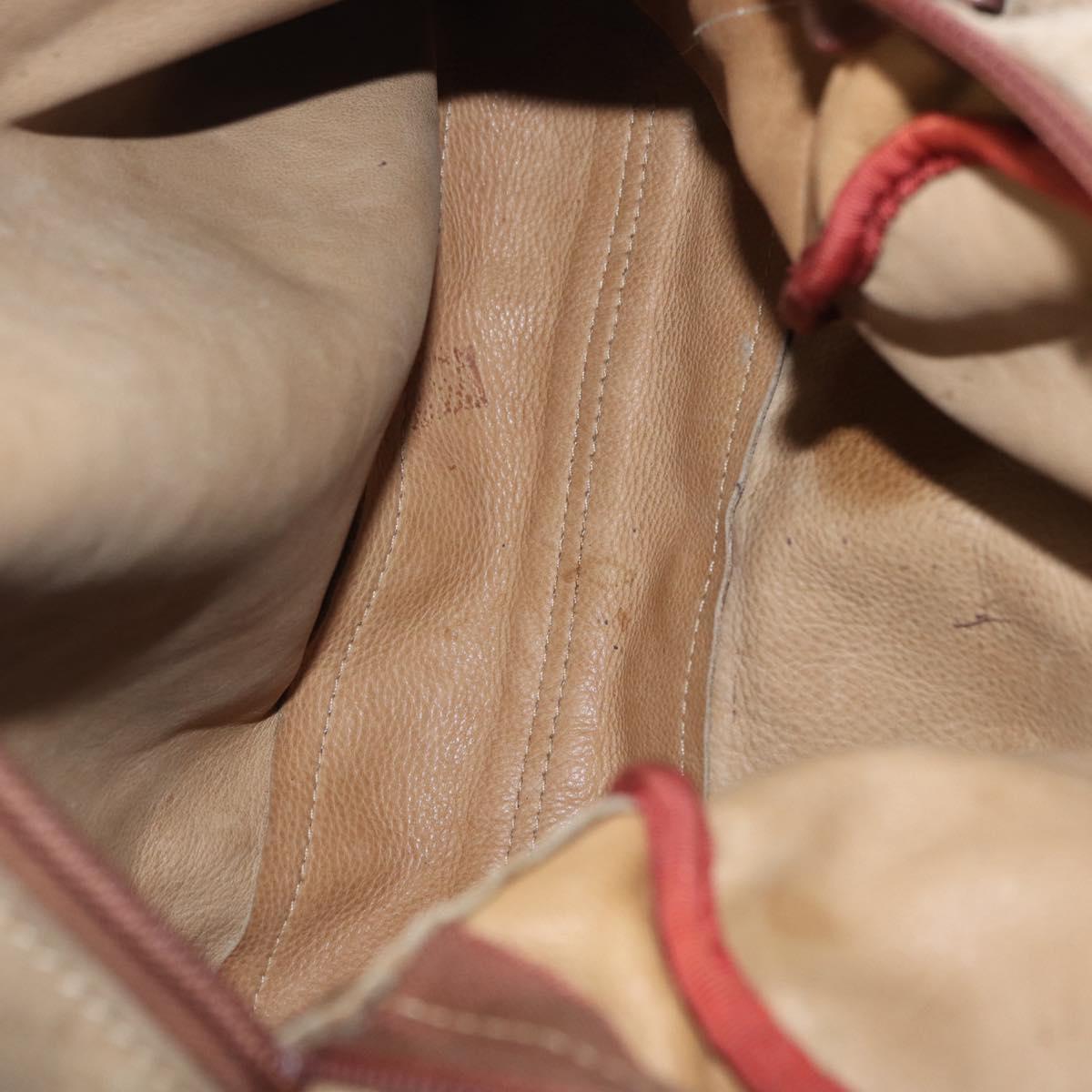 LOEWE Shoulder Bag Suede Beige Gold Auth bs36680