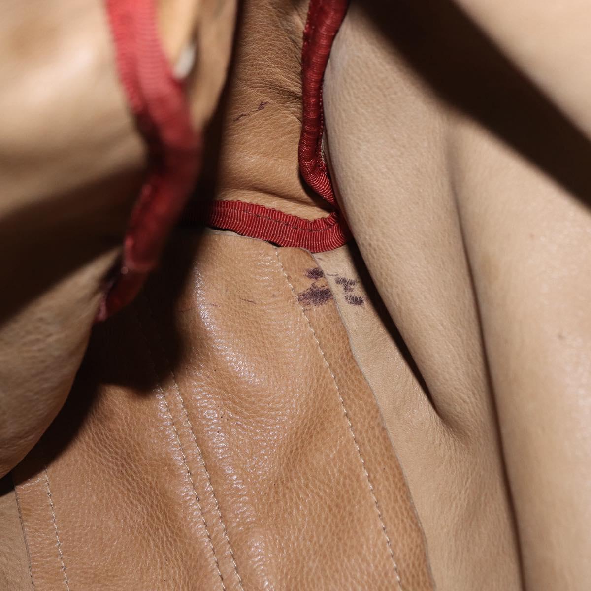 LOEWE Shoulder Bag Suede Beige Gold Auth bs36680