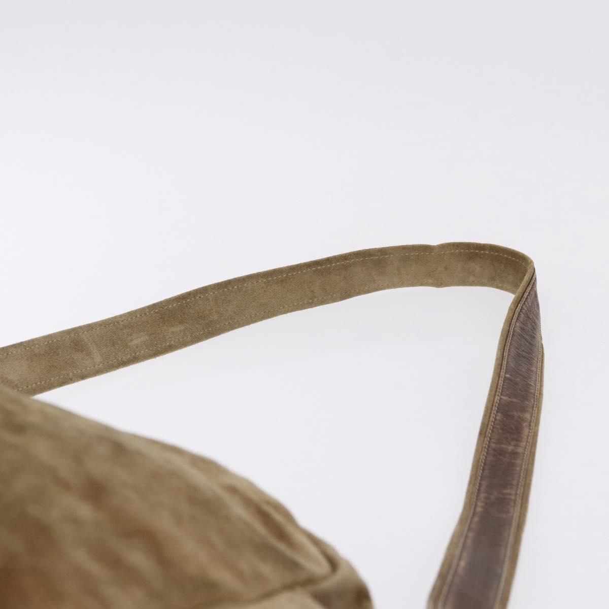 LOEWE Shoulder Bag Suede Beige Gold Auth bs36680
