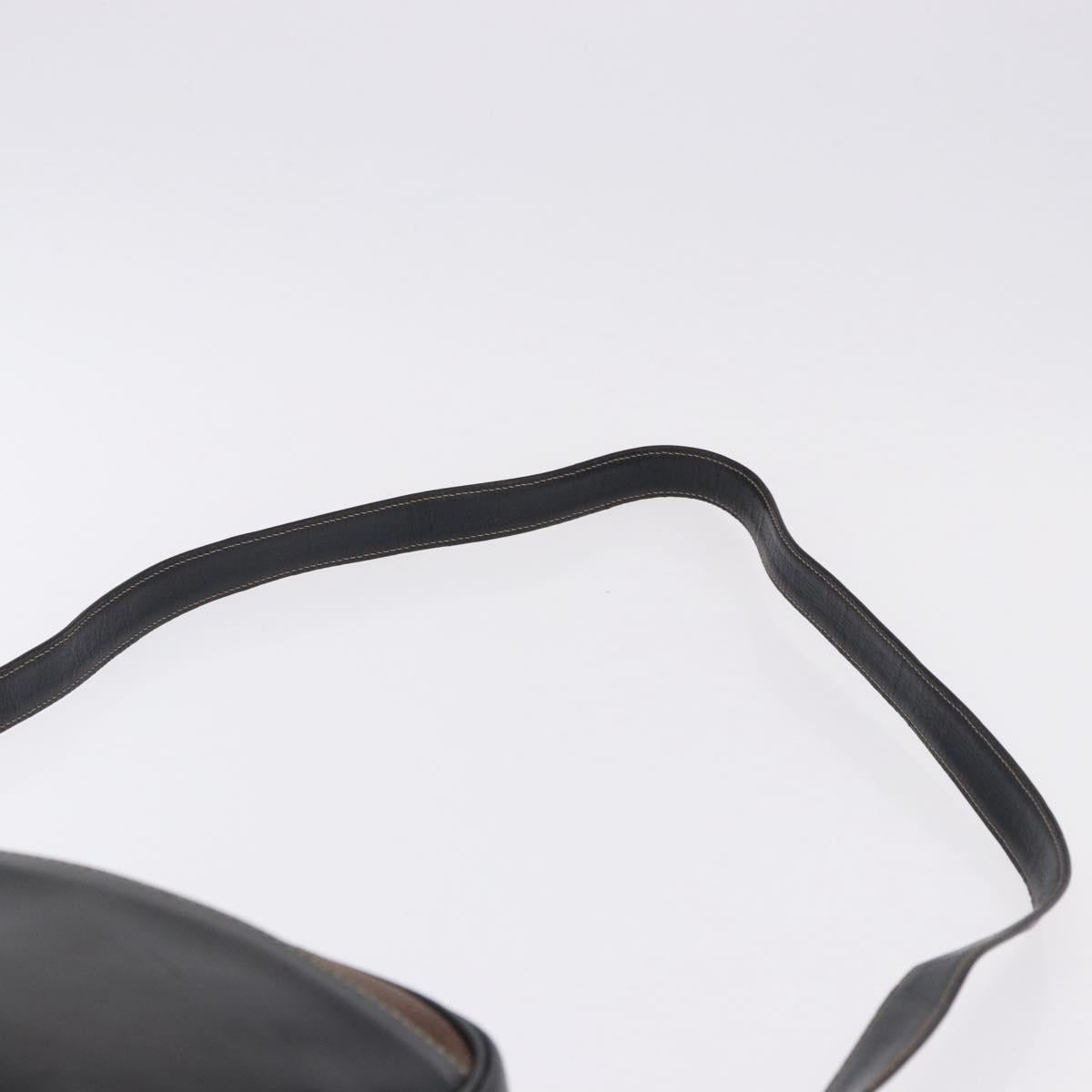 LOEWE Shoulder Bag Leather Black Gold Auth bs36681