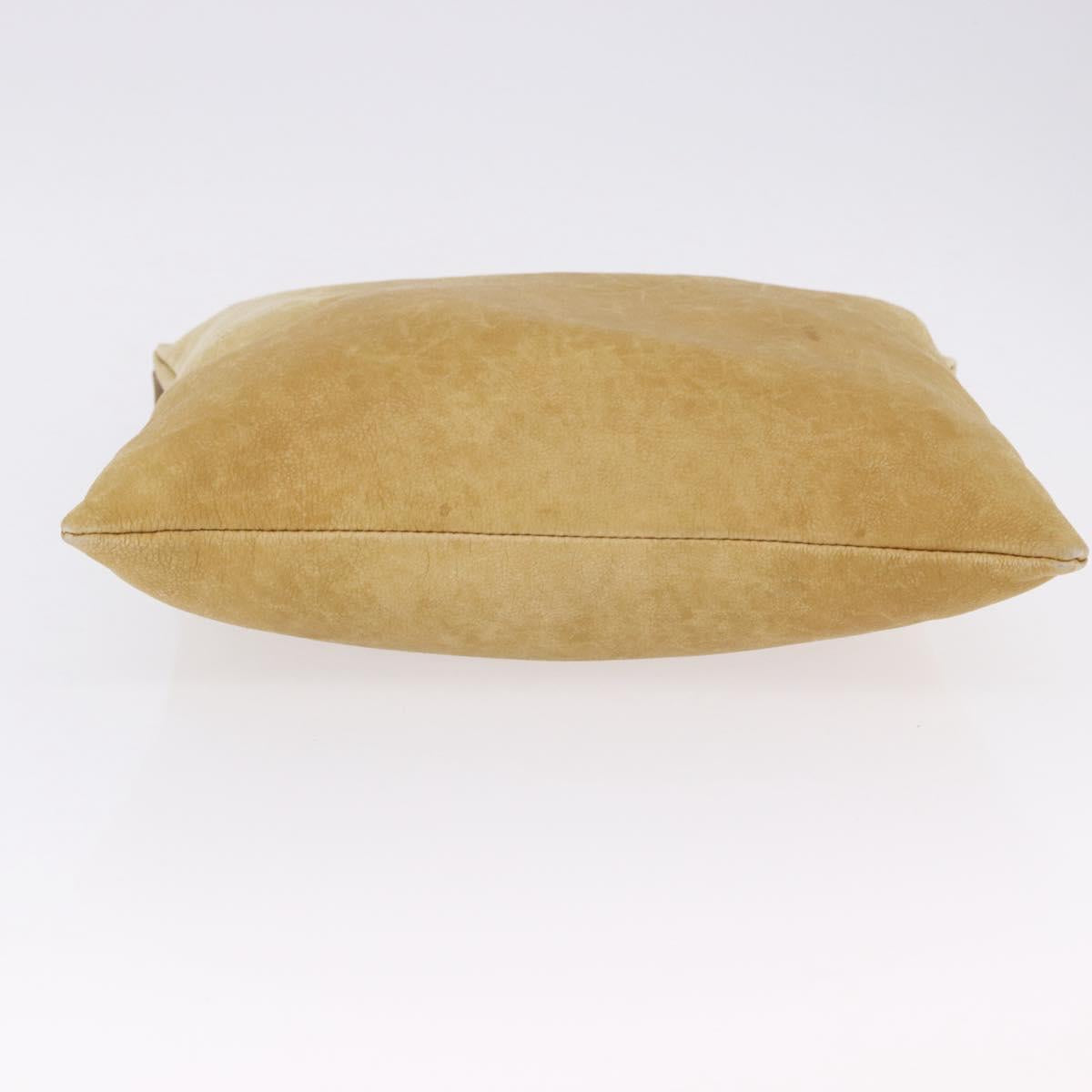 LOEWE Anagram Shoulder Bag Leather Beige Gold Auth bs36682