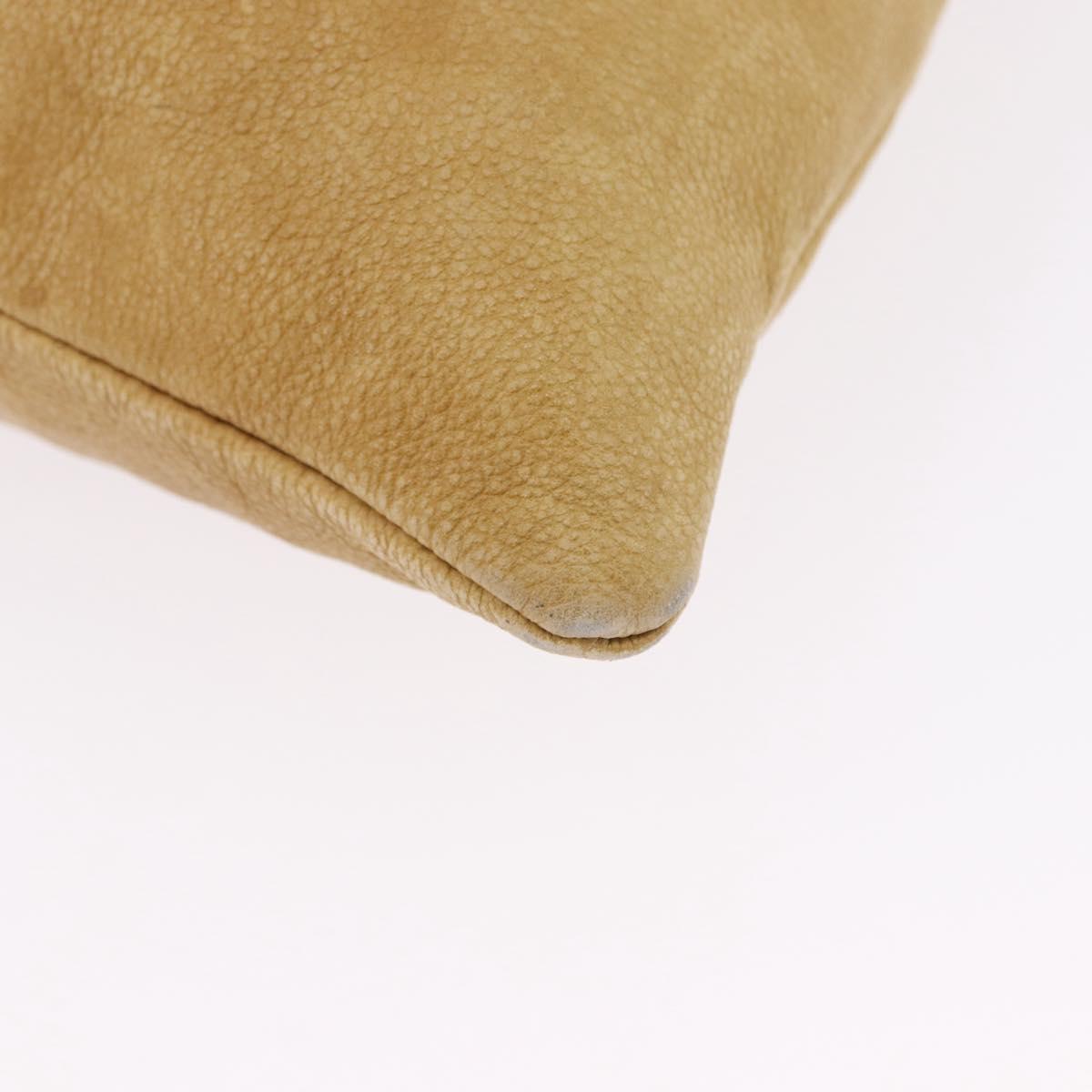 LOEWE Anagram Shoulder Bag Leather Beige Gold Auth bs36682