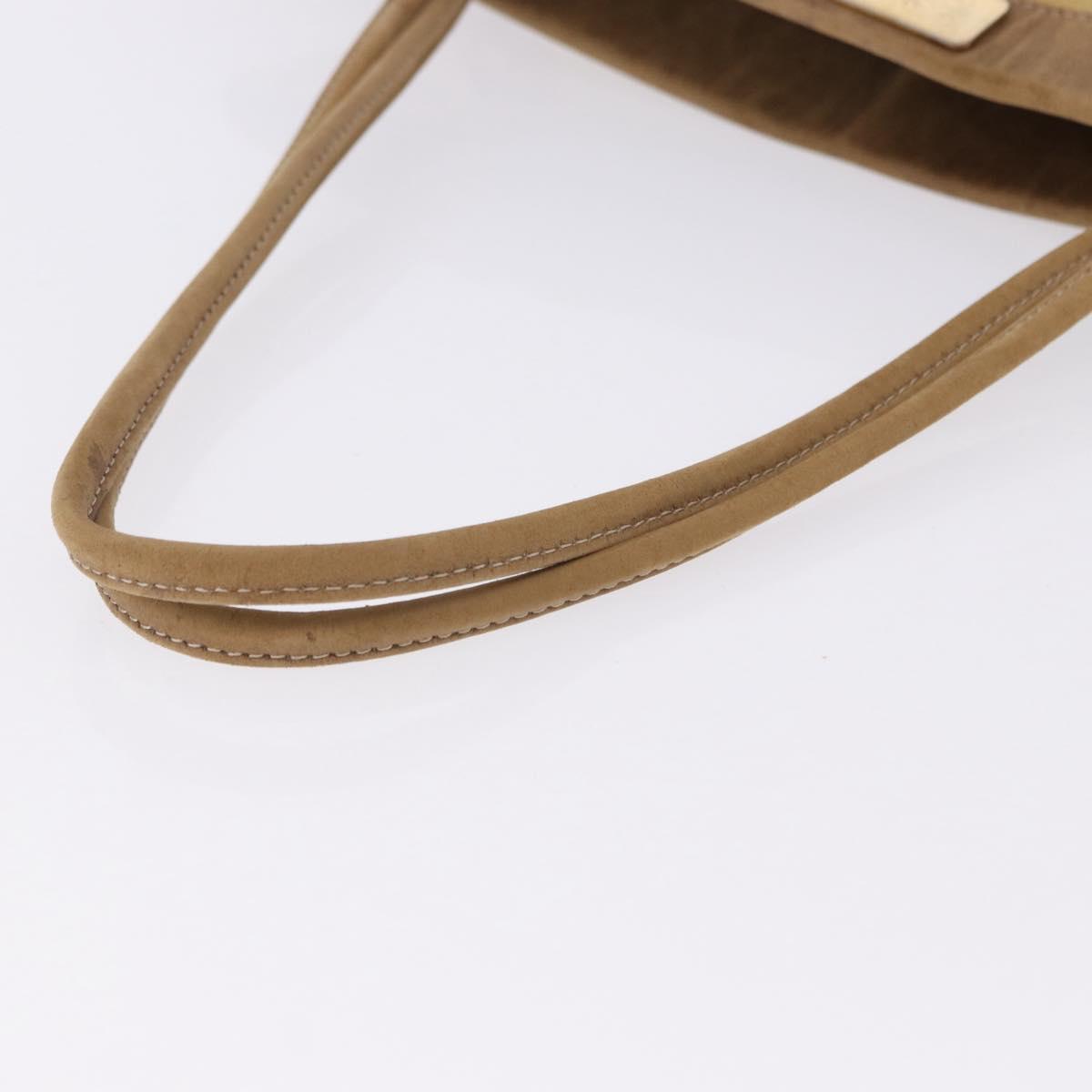 LOEWE Anagram Shoulder Bag Leather Beige Gold Auth bs36682