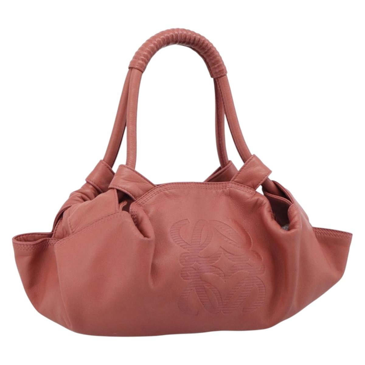 LOEWE Nappa Aire Anagram Hand Bag Leather Pink Gold Auth bs36684A