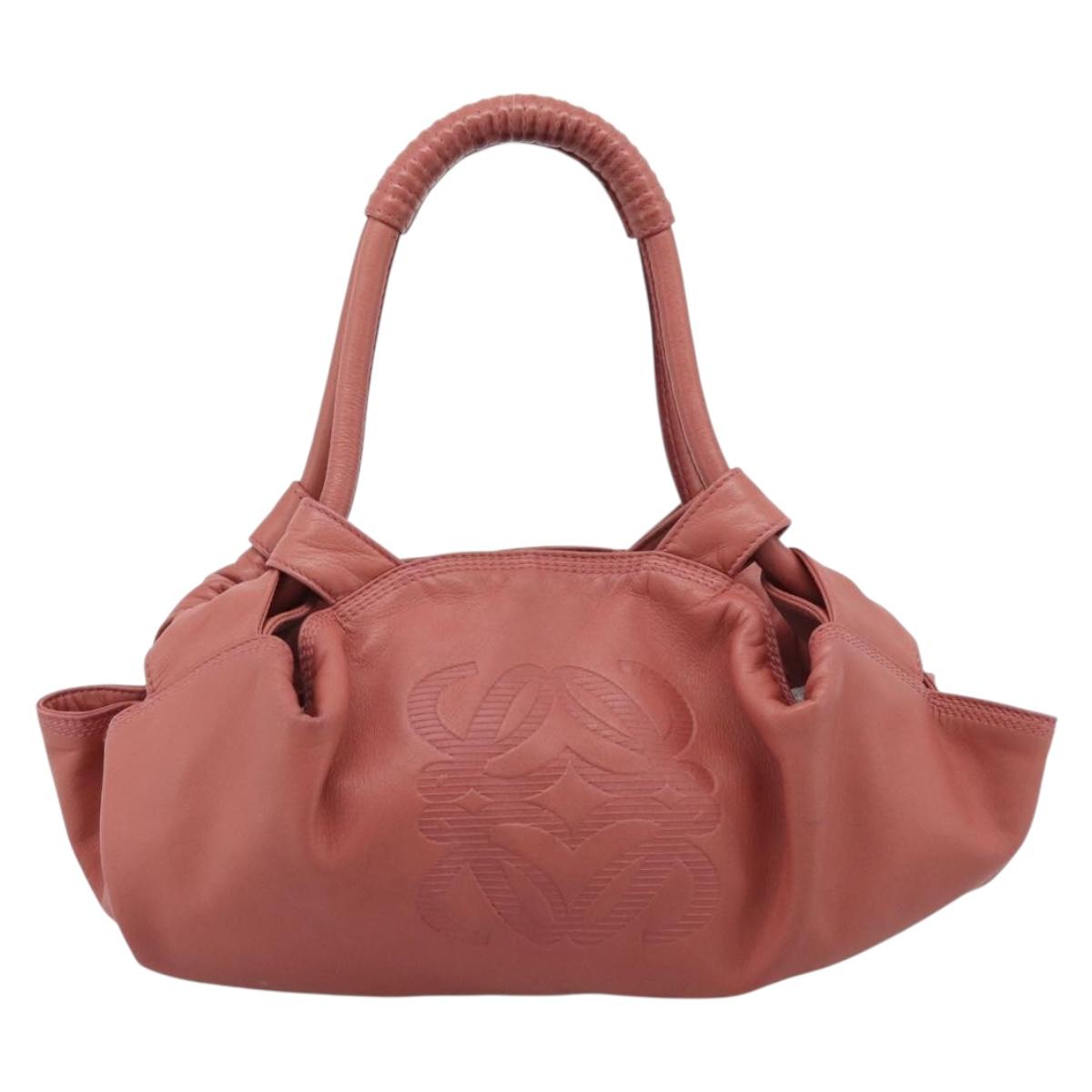 LOEWE Nappa Aire Anagram Hand Bag Leather Pink Gold Auth bs36684A