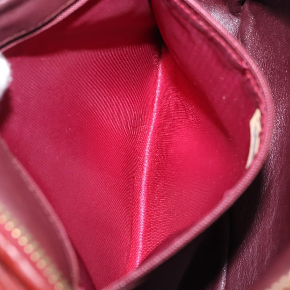 CHANEL Chain Shoulder Bag Lamb Skin Red Gold CC Auth bs36686