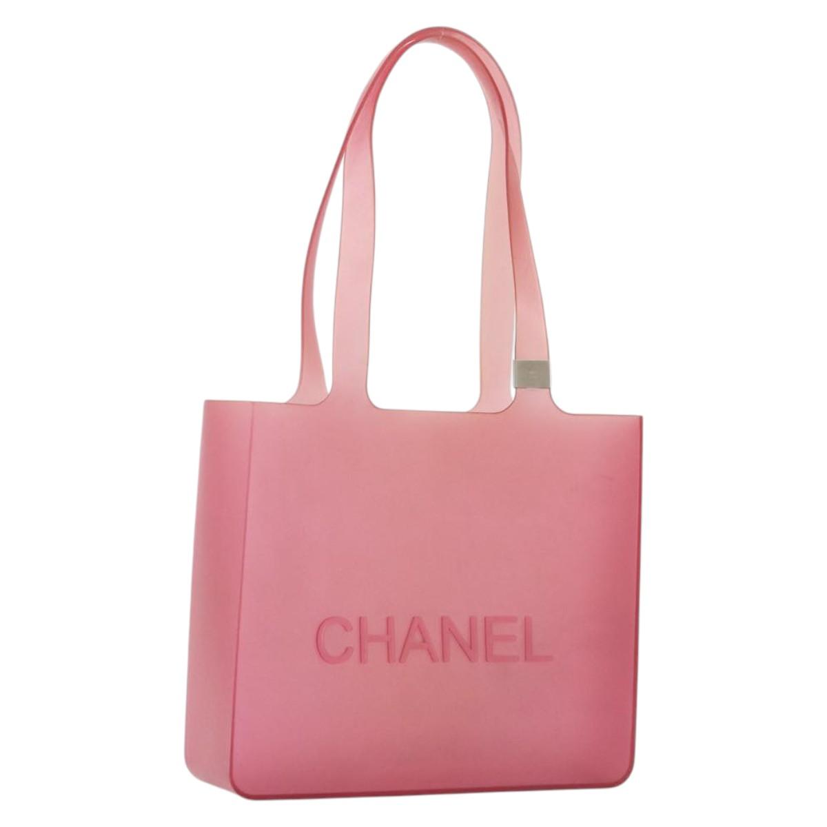 CHANEL Tote Bag Rubber Pink CC Auth bs36687