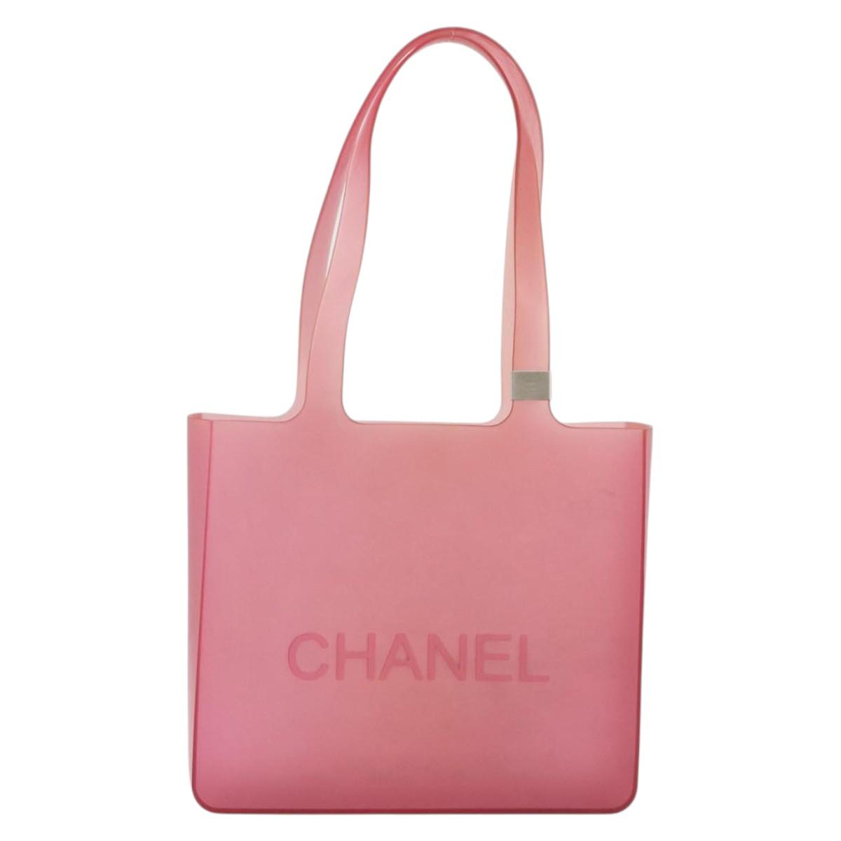 CHANEL Tote Bag Rubber Pink CC Auth bs36687