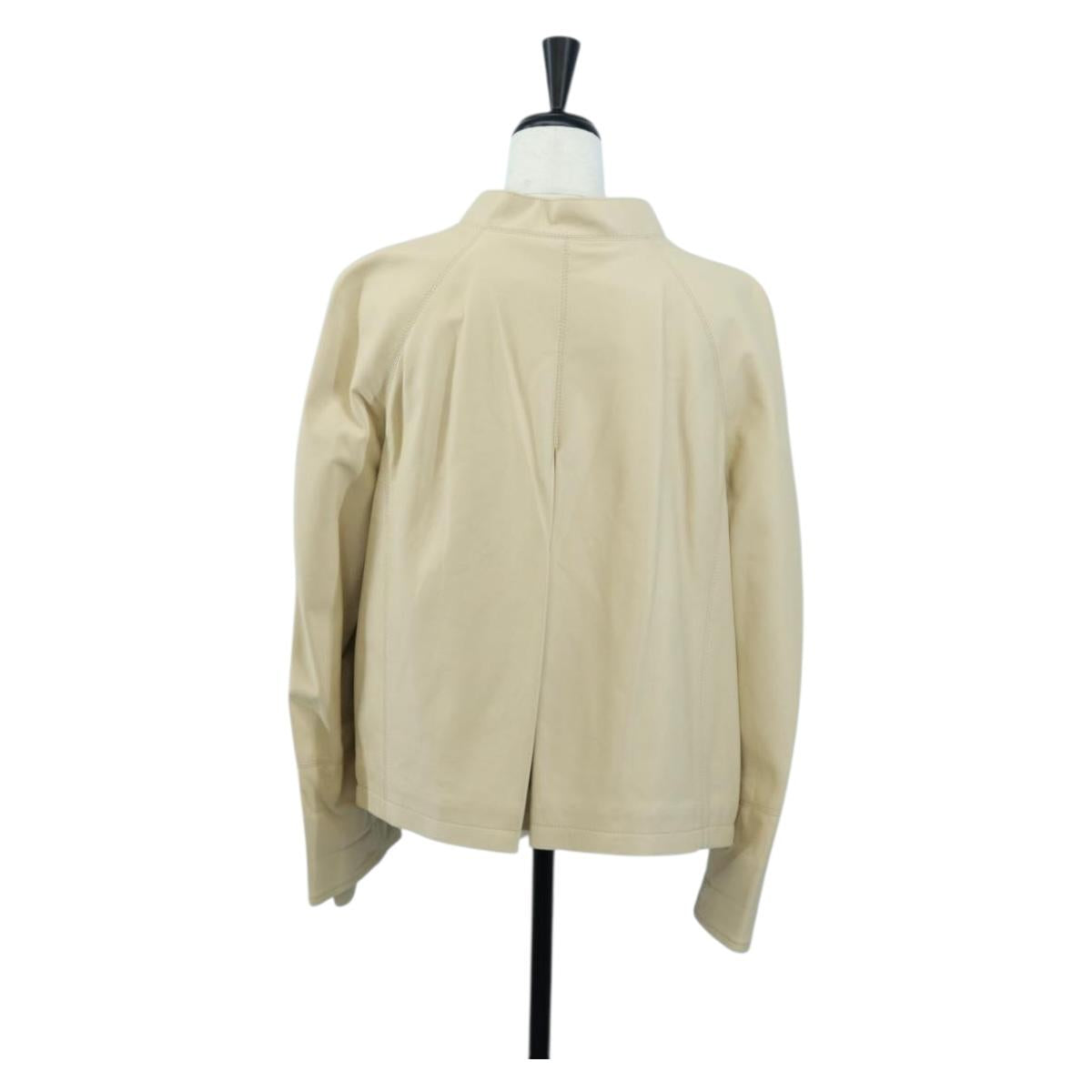 LOEWE Jacket Leather Beige Auth bs36688M