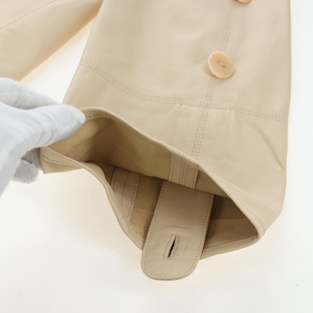 LOEWE Jacket Leather Beige Auth bs36688M