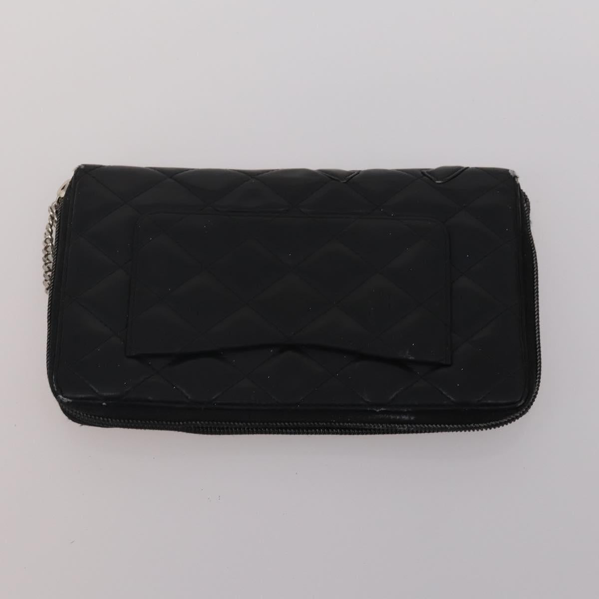 CHANEL Wallet Leather nylon 3 Set Black White Red CC Auth bs36690