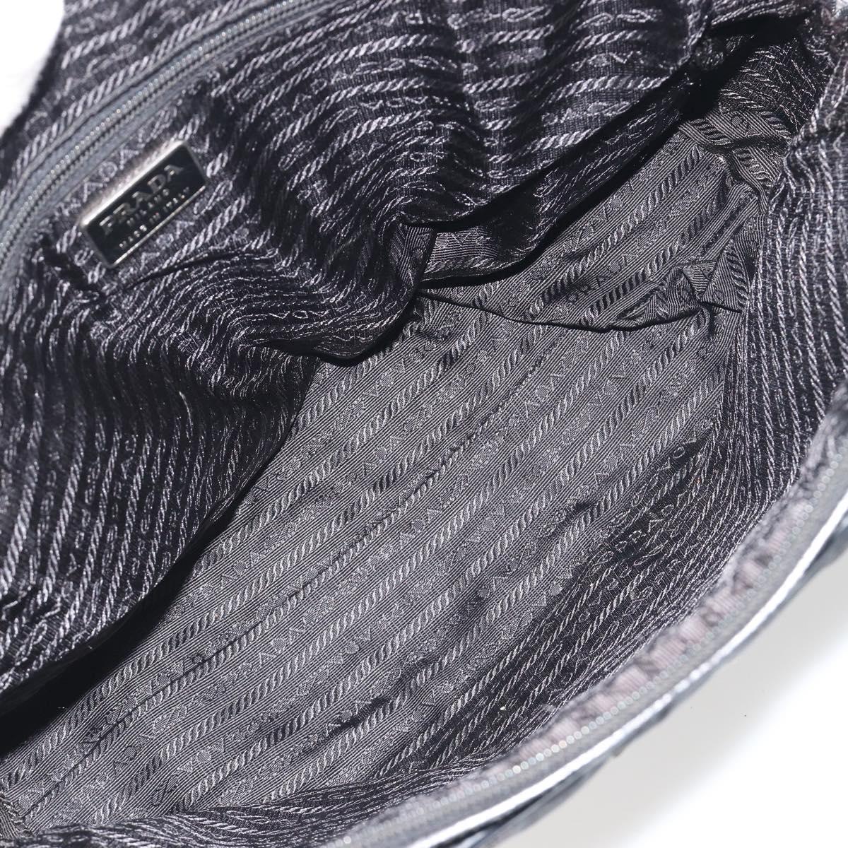 PRADA Hand Bag Nylon Velour 2 Set Black Beige Auth bs36691