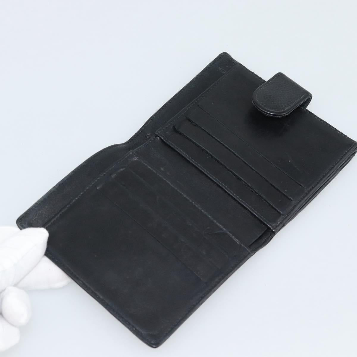 CHANEL Wallet Caviar Skin 2 Set Black CC Auth bs36692