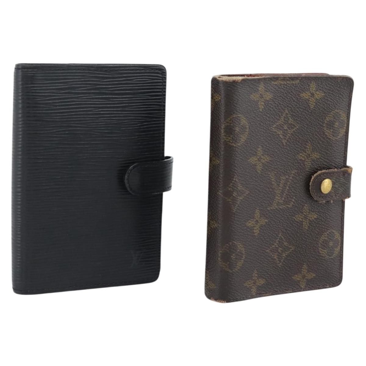 LOUIS VUITTON Epi Monogram Day Planner Cover 2 Set Black LV Auth bs36693